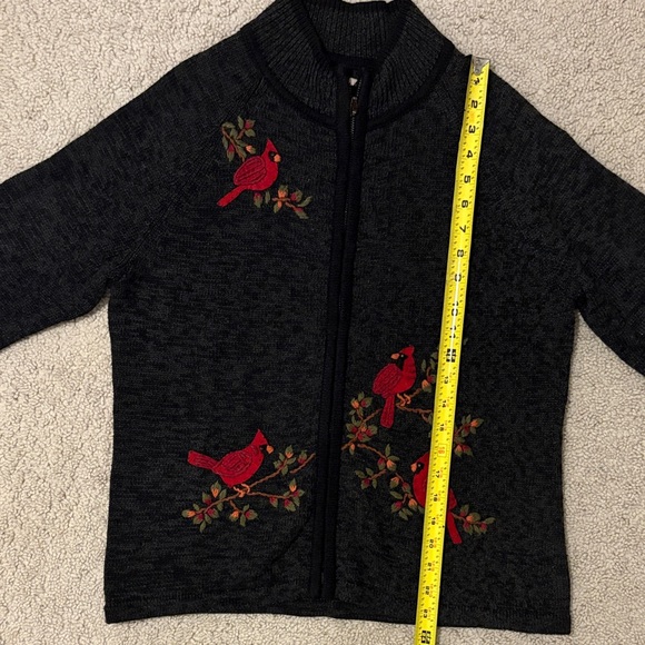 Timberland Black Cardigan with Red Bird Design - Picture 6 of 7